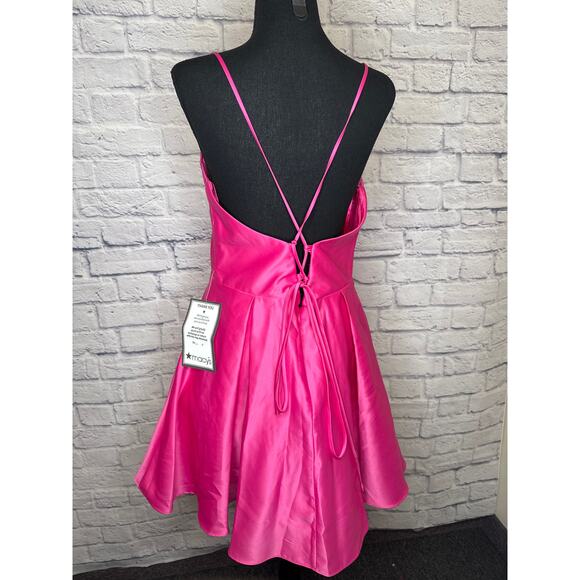 Blondie Nites Bright Pink Mini Formal Party Dress Fit & Flare SZ 12 (13 JR) NWT - Picture 3 of 8